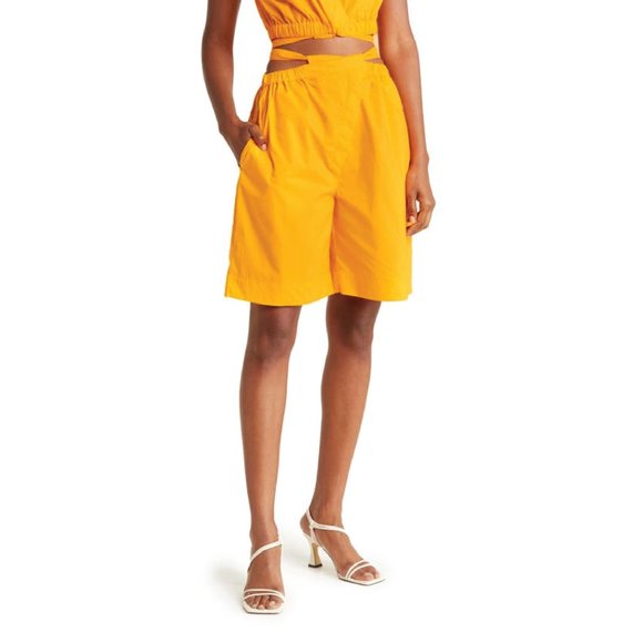 Nicholas Talitha Tie Waist Cotton Bermuda Shorts In Wildflower Size 4 - Picture 1 of 12
